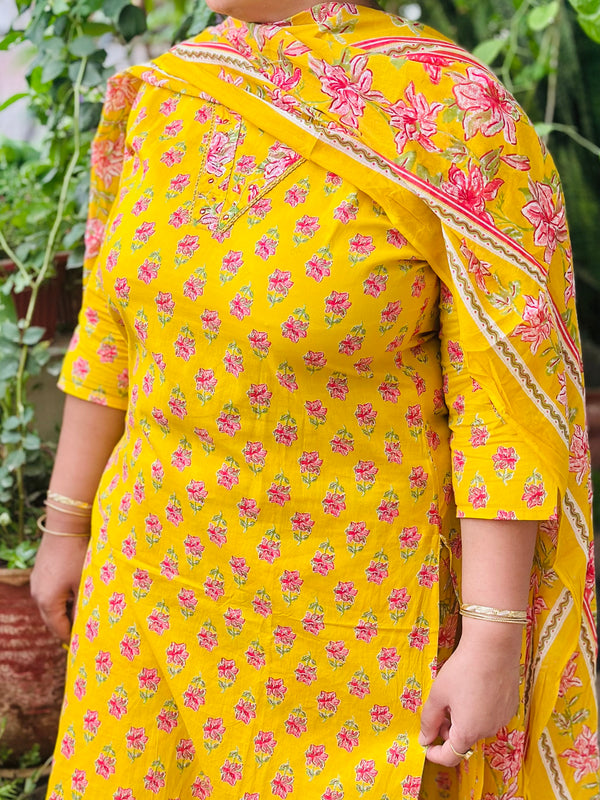 Sunshine Yellow Floral Kurta Set