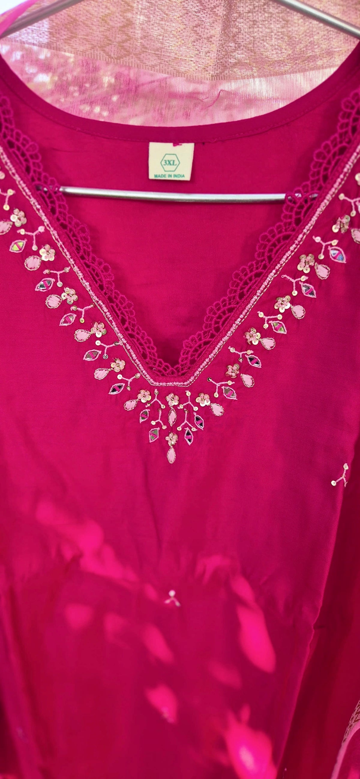 Rani Pink Embroidered Muslin Silk Set