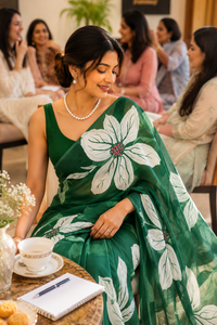 Green Chiffon Saree