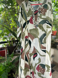 Olive Green Abstract Printed Cotton Rayon Cord Set
