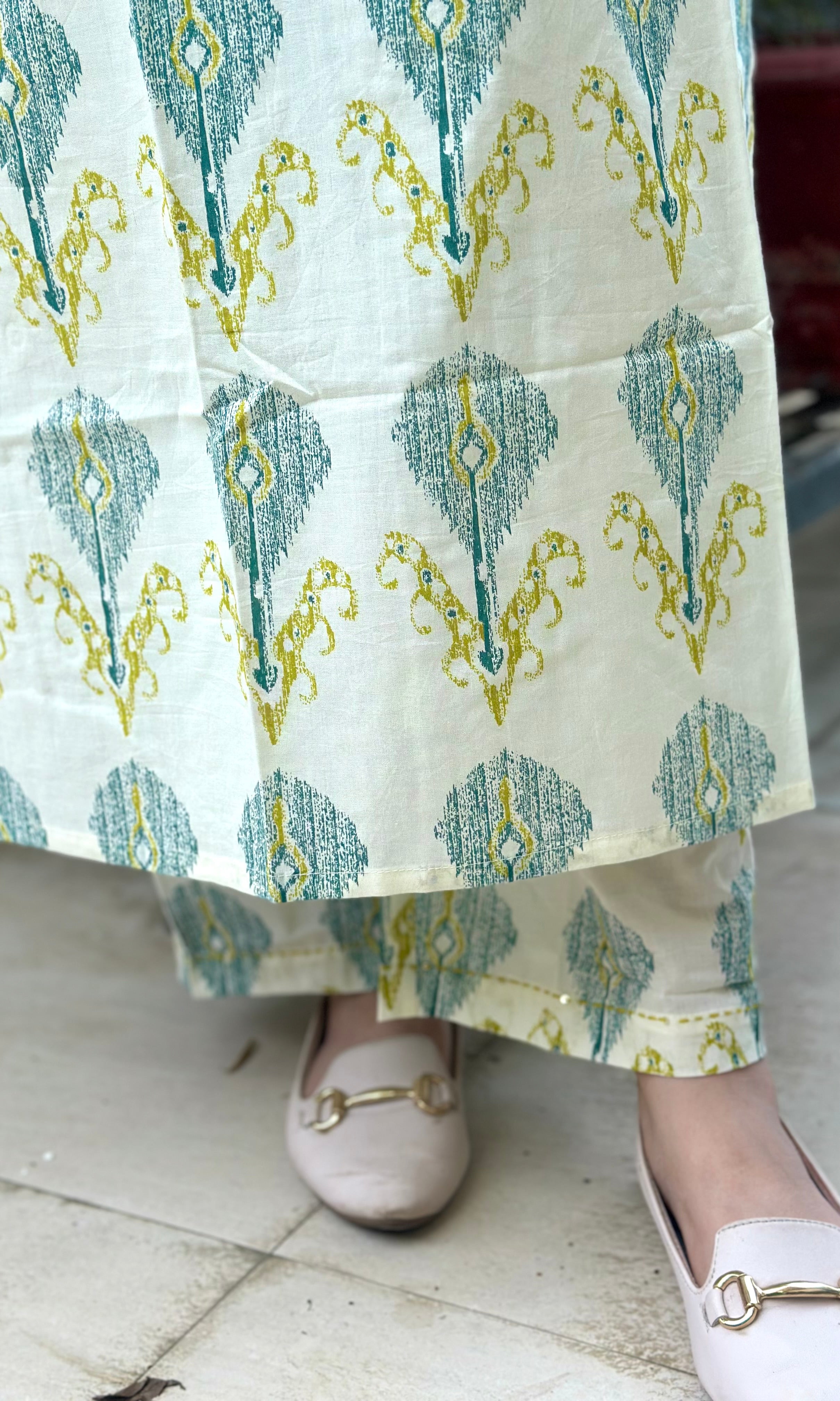 Elegant Printed Cotton Kurta Pant Set