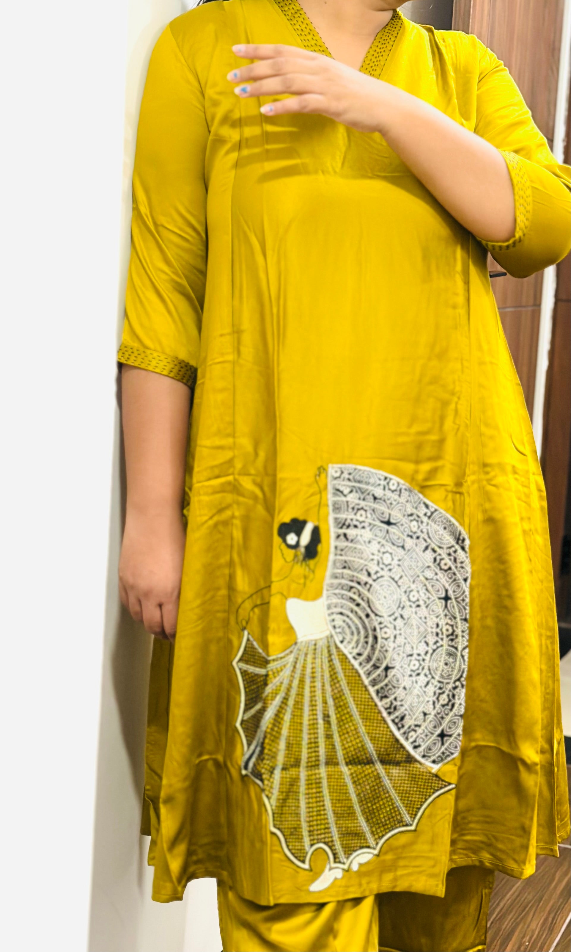 Mustard Patchwork Kurta Palazzo Set