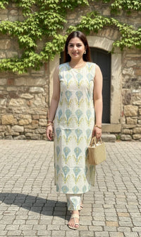 Elegant Printed Cotton Kurta Pant Set