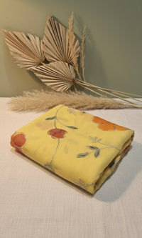 Hand Brush Painted kaccha Gota Patti Saree