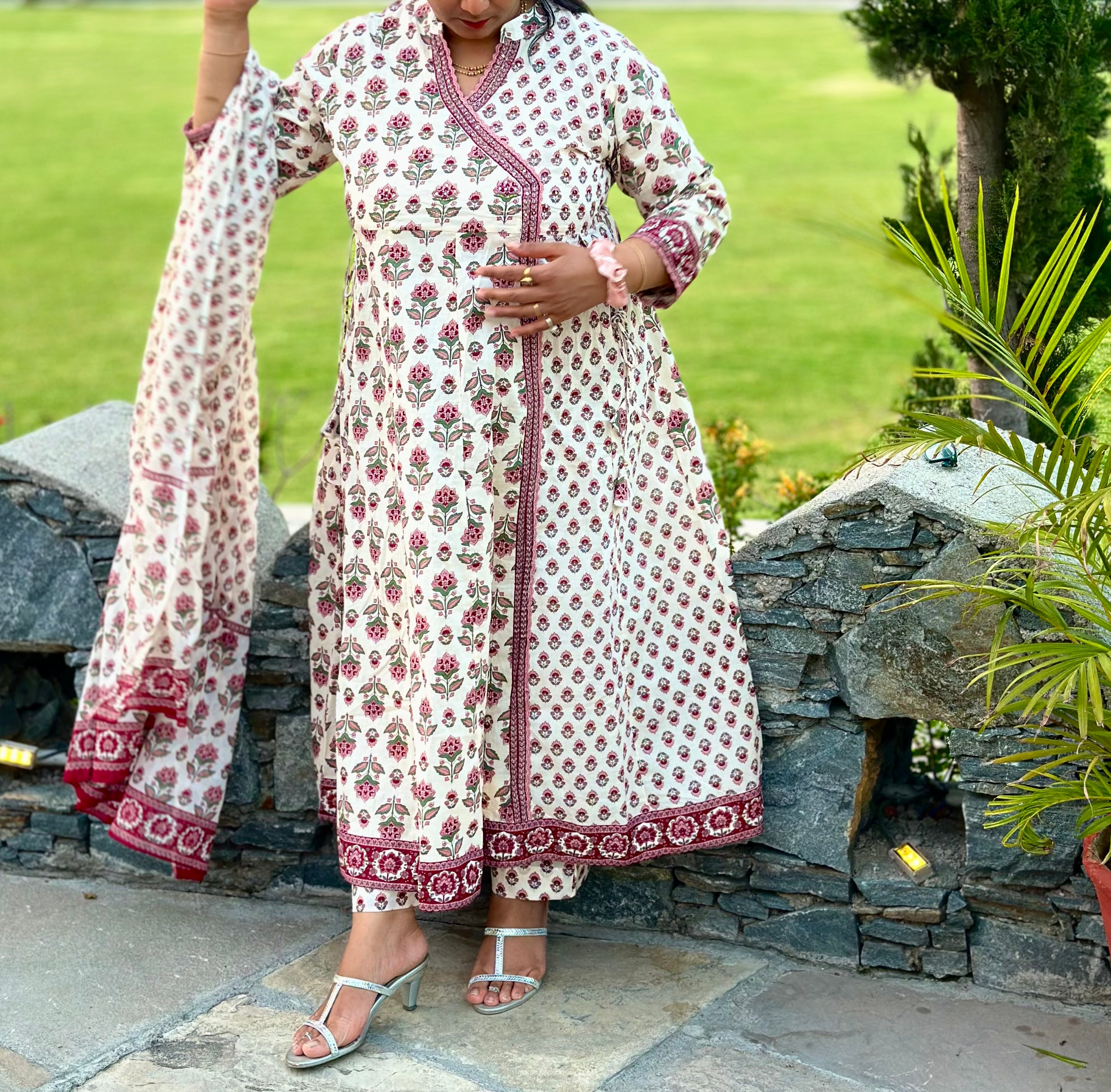 Angrakha Sanganeri Kurta Set