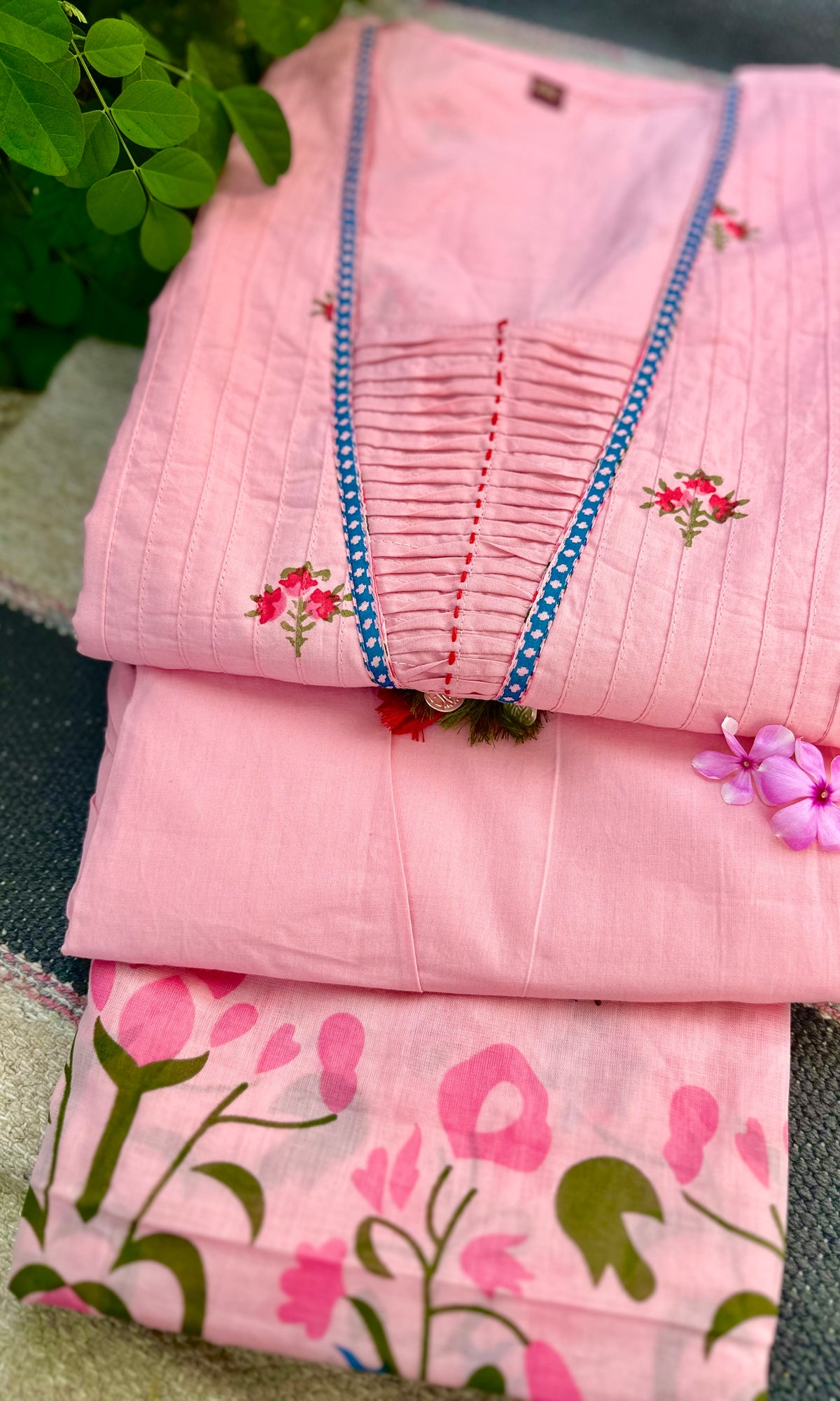 Pure cotton Handblock print A line suit set