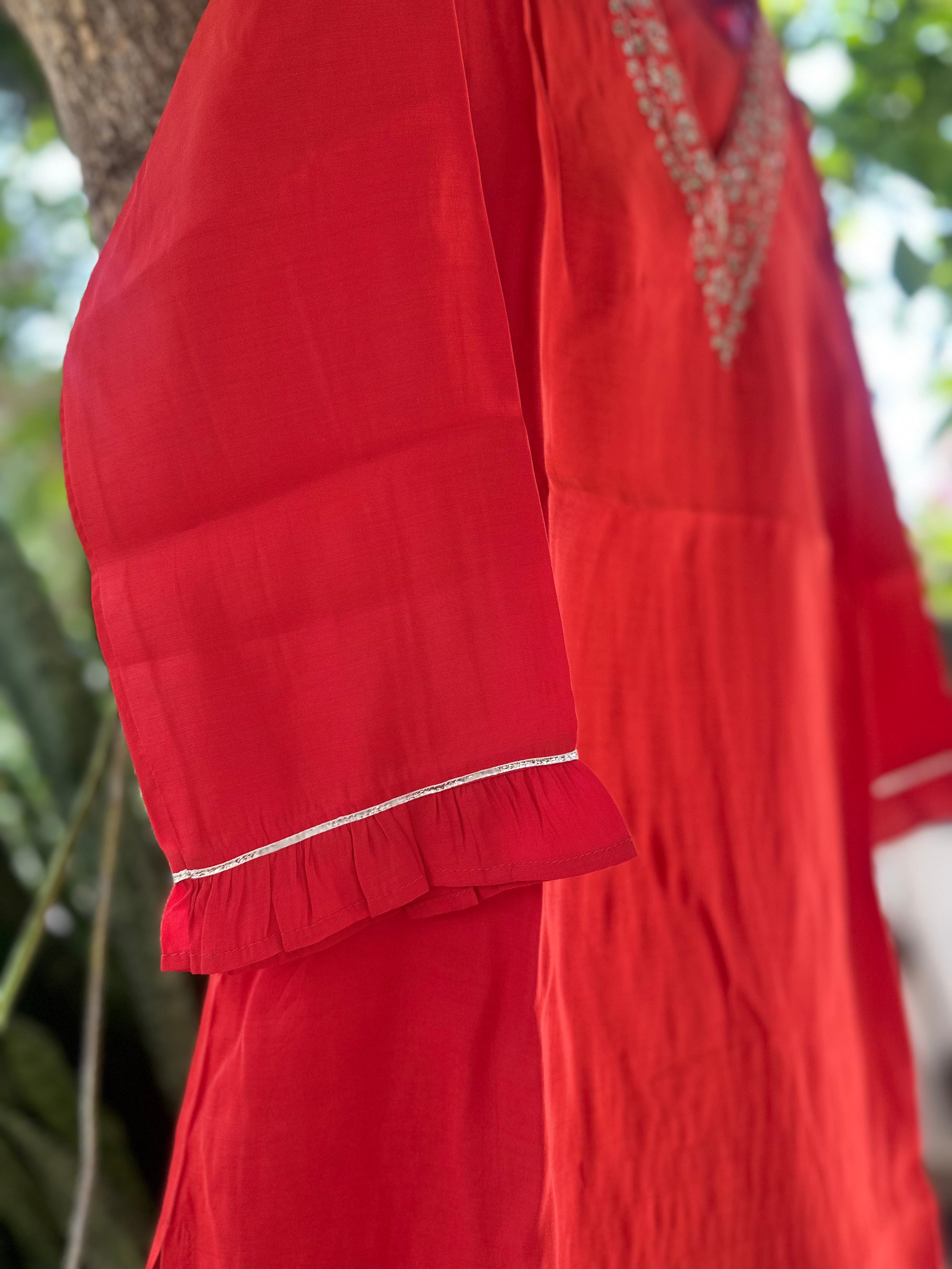 Festive Orange Kurta Set with Dupatta