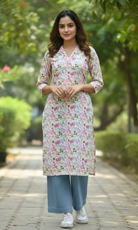 Pastel Bloom Cotton Printed Kurta