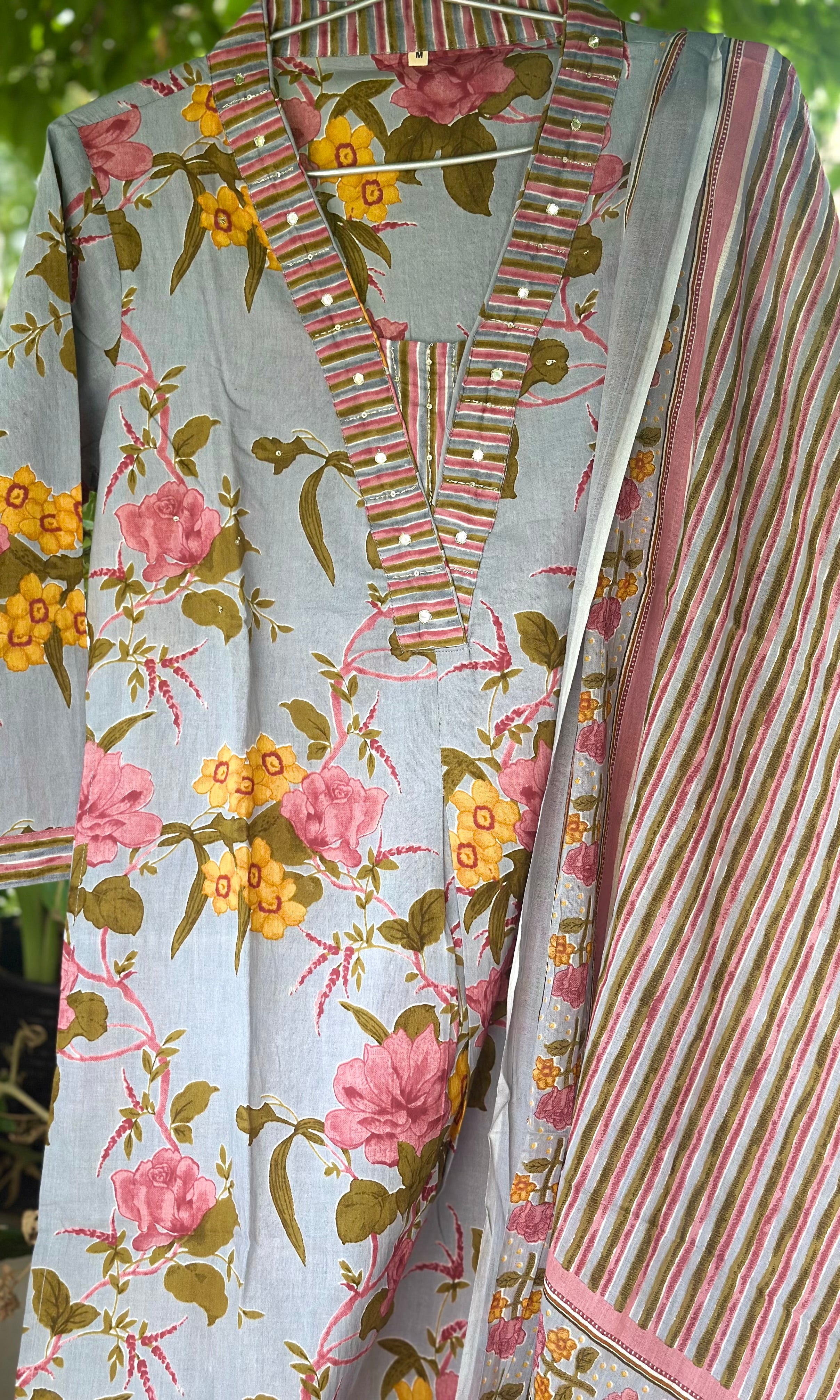 Floral Print Pure Cotton Kurta Set