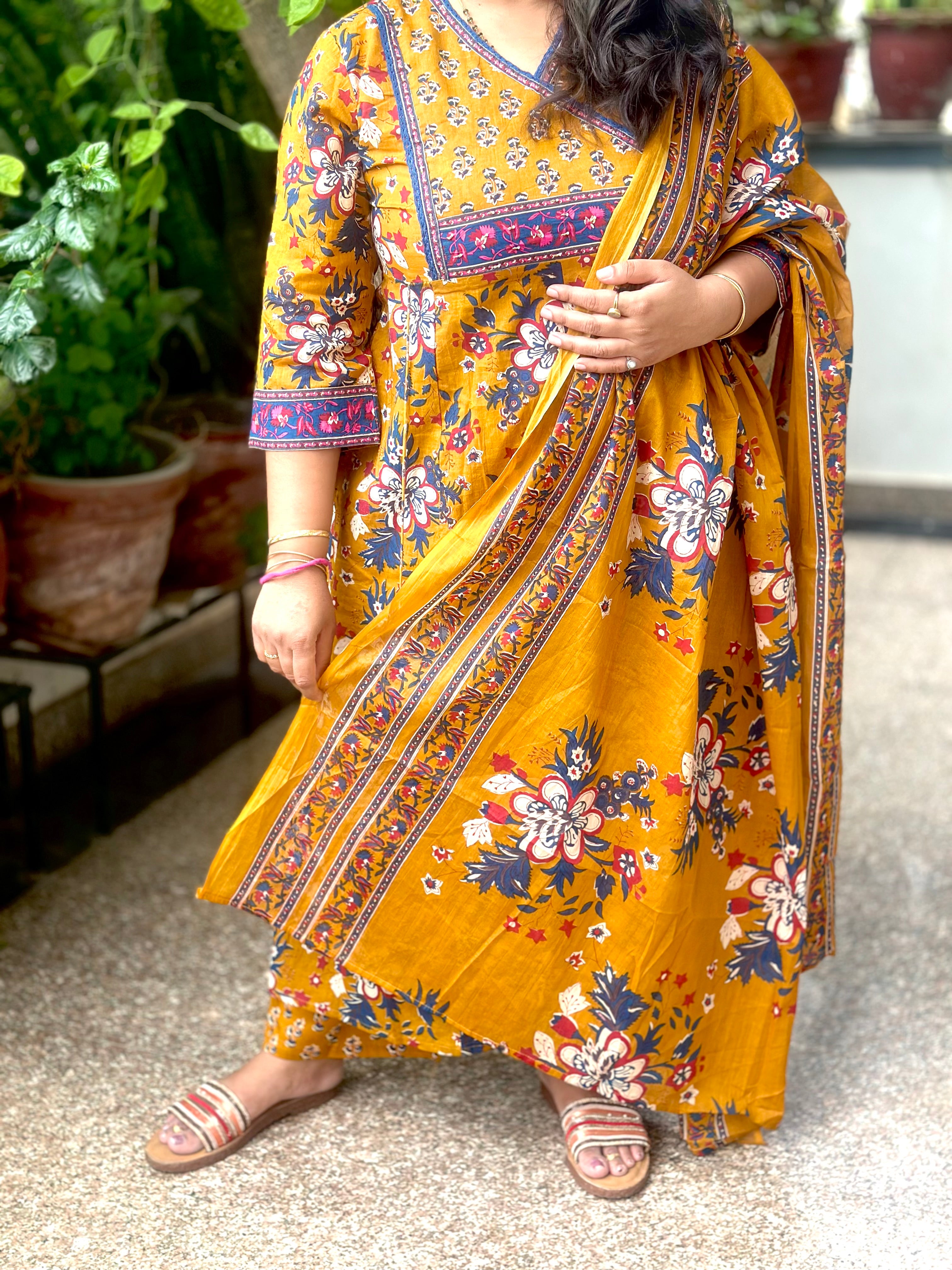 Mustard Anarkali Kurta Set