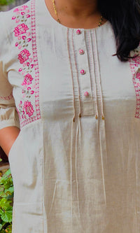 Ivory Floral Embroidered Kurta Pant Set – Subtle Elegance Edit