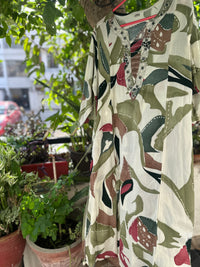 Olive Green Abstract Printed Cotton Rayon Cord Set