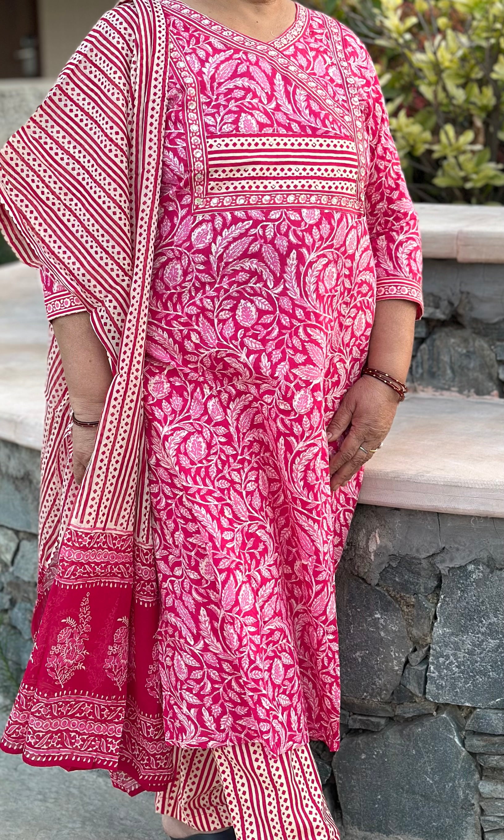 Pink Jaipuri Print Pure Cotton Kurta Set