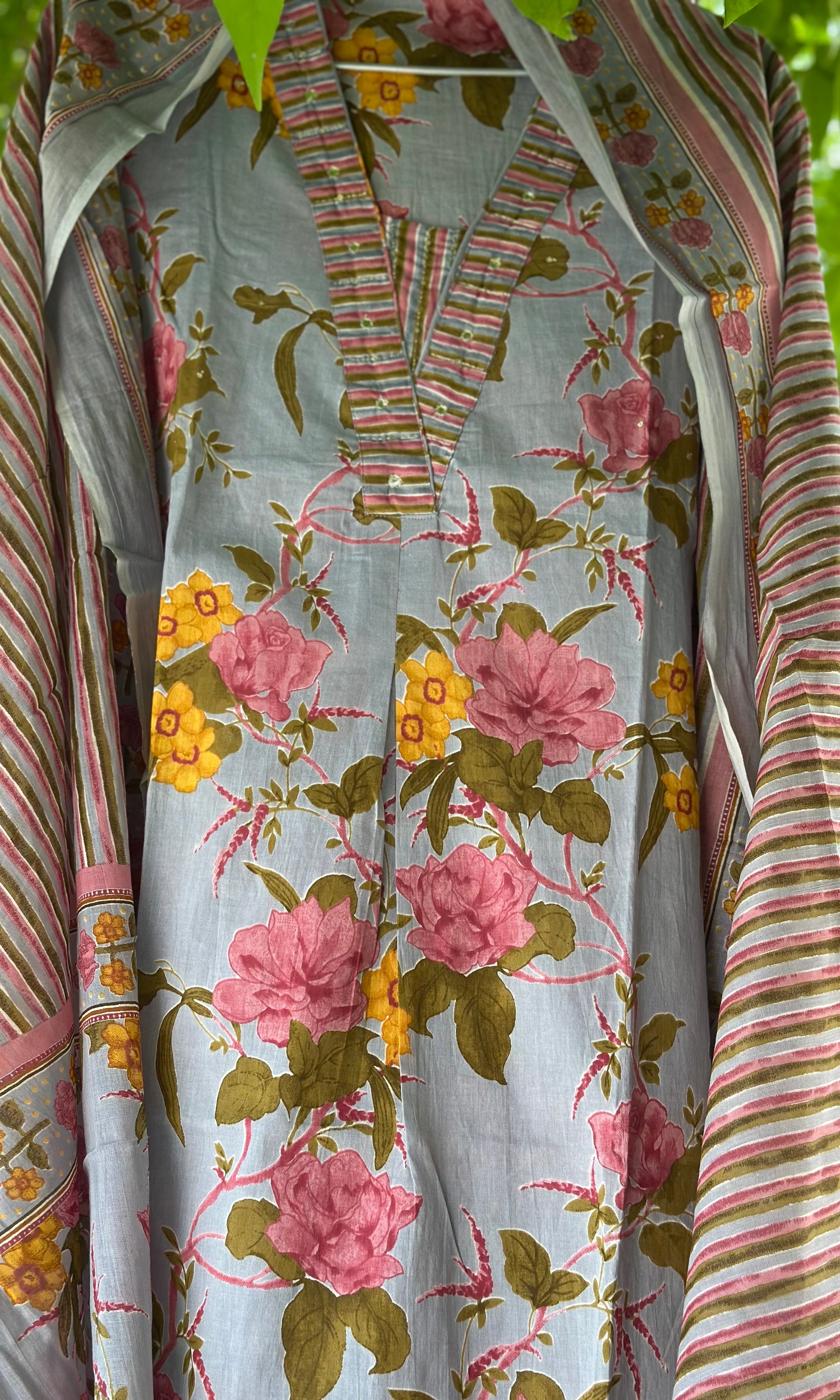 Floral Print Pure Cotton Kurta Set