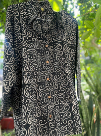 Black Hand Block Printed Loose Fit Shirt