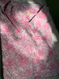 Pink Hand Block Printed Loose Fit Shirt