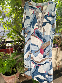 Blue Abstract Printed Cotton Rayon Cord Set