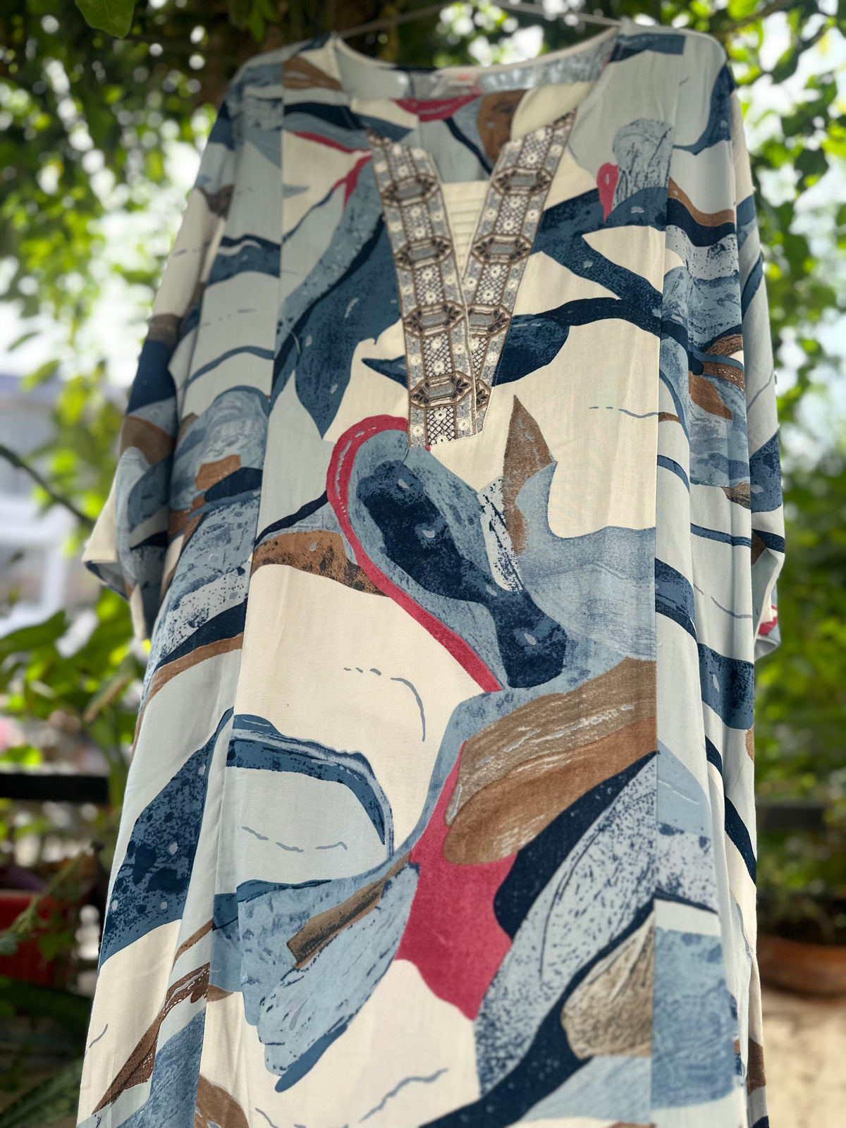 Blue Abstract Printed Cotton Rayon Cord Set