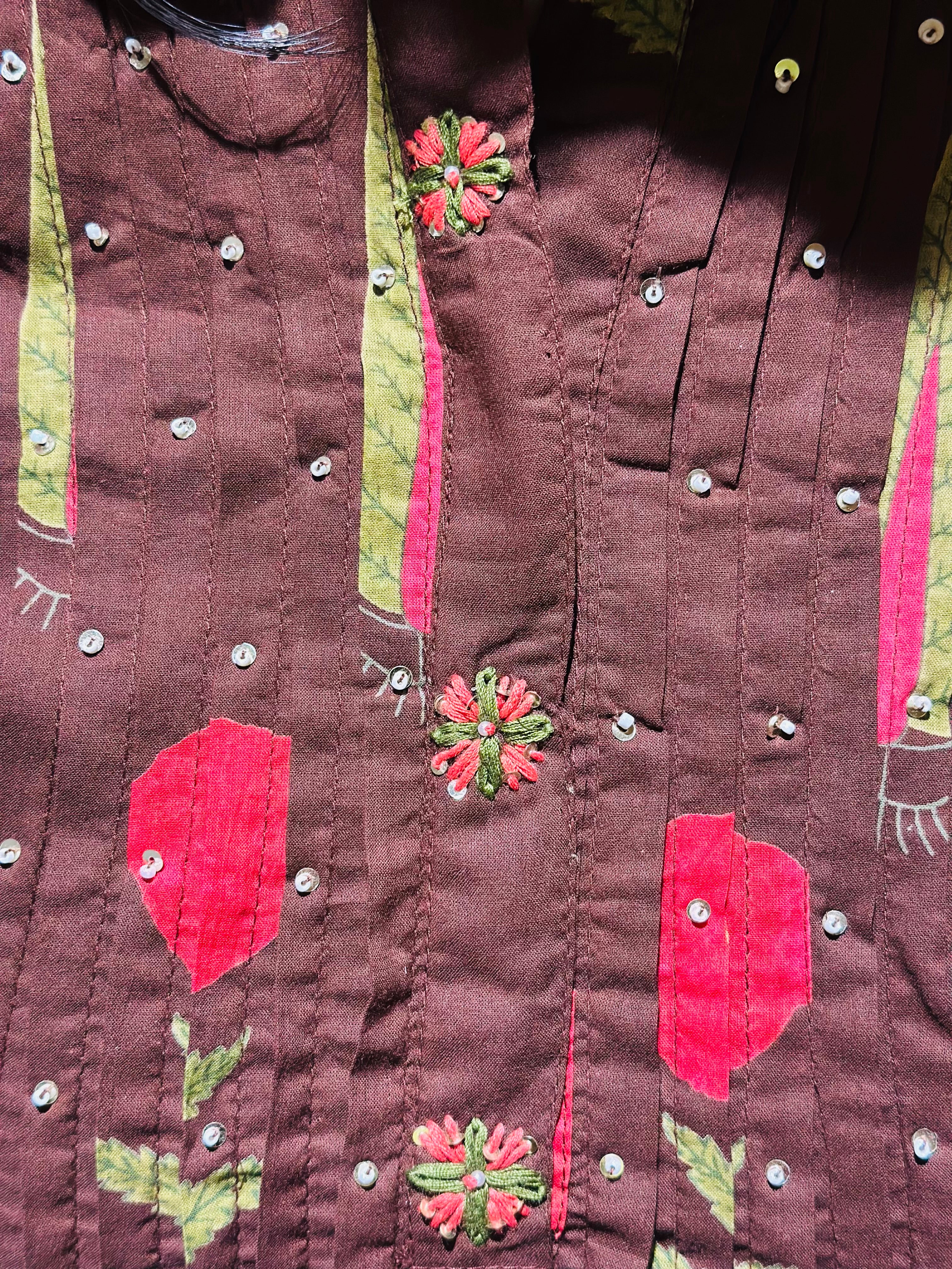 Brown Printed Cotton Kurta Set