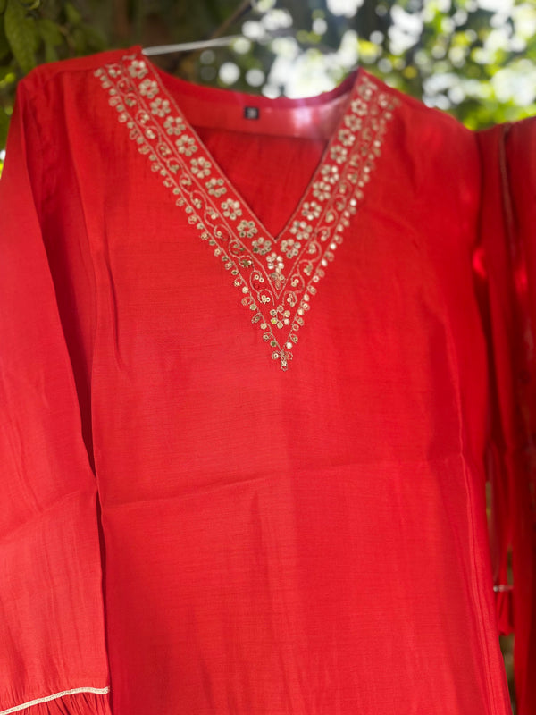 Festive Orange Kurta Set with Dupatta