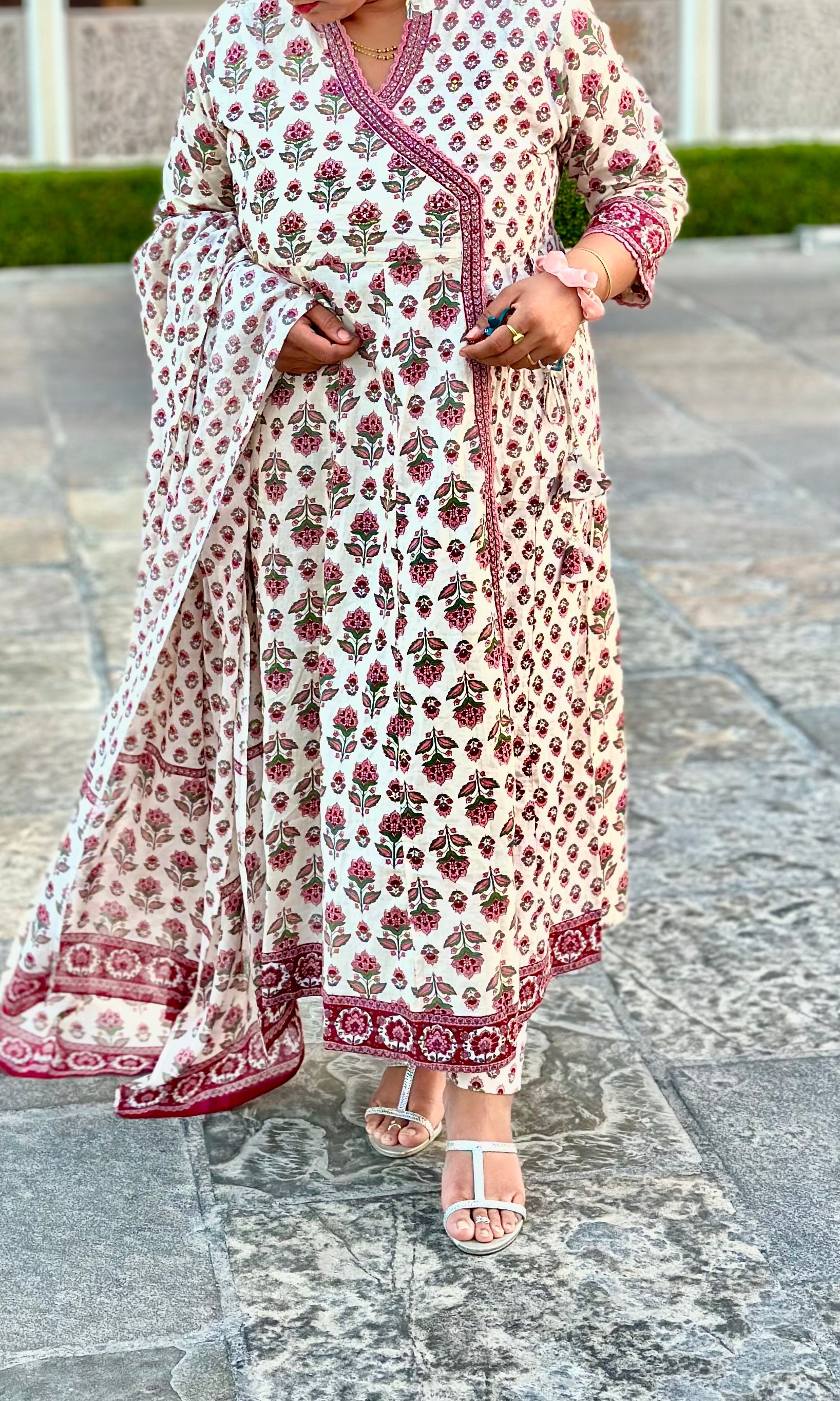 Angrakha Sanganeri Kurta Set