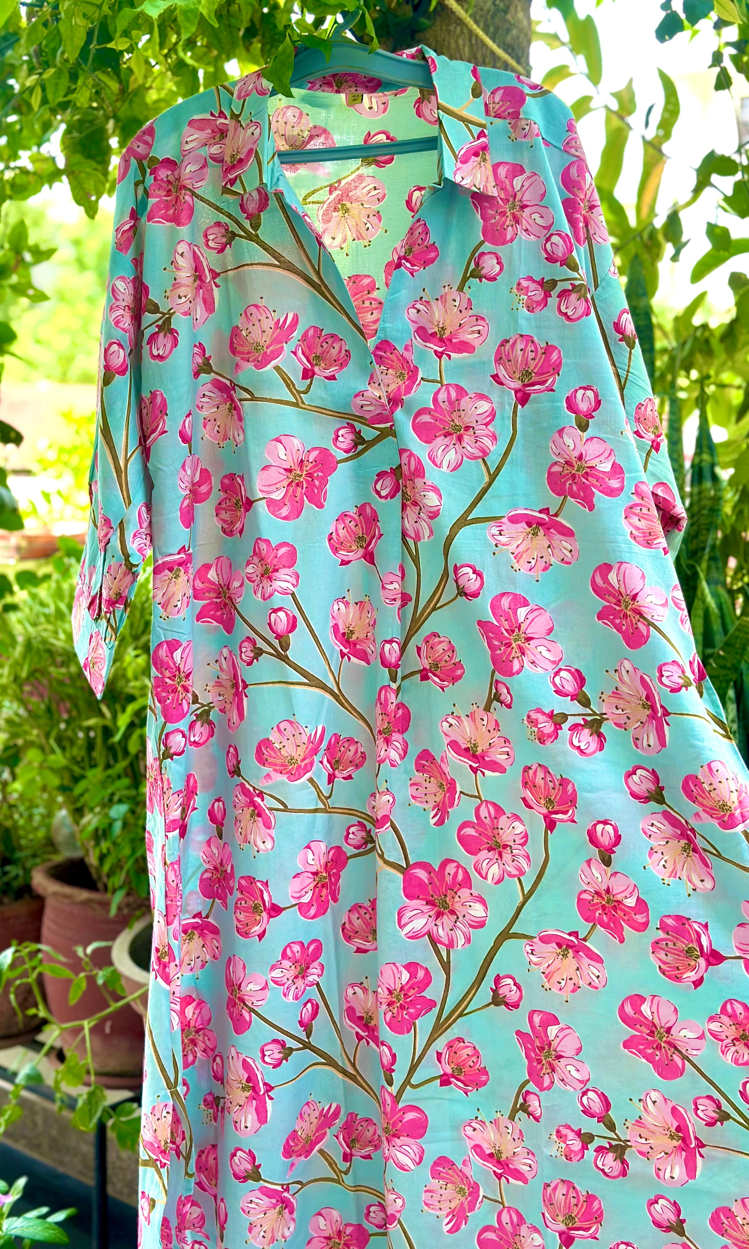Cherry Blossom Pure Cotton Loose Fit Dress