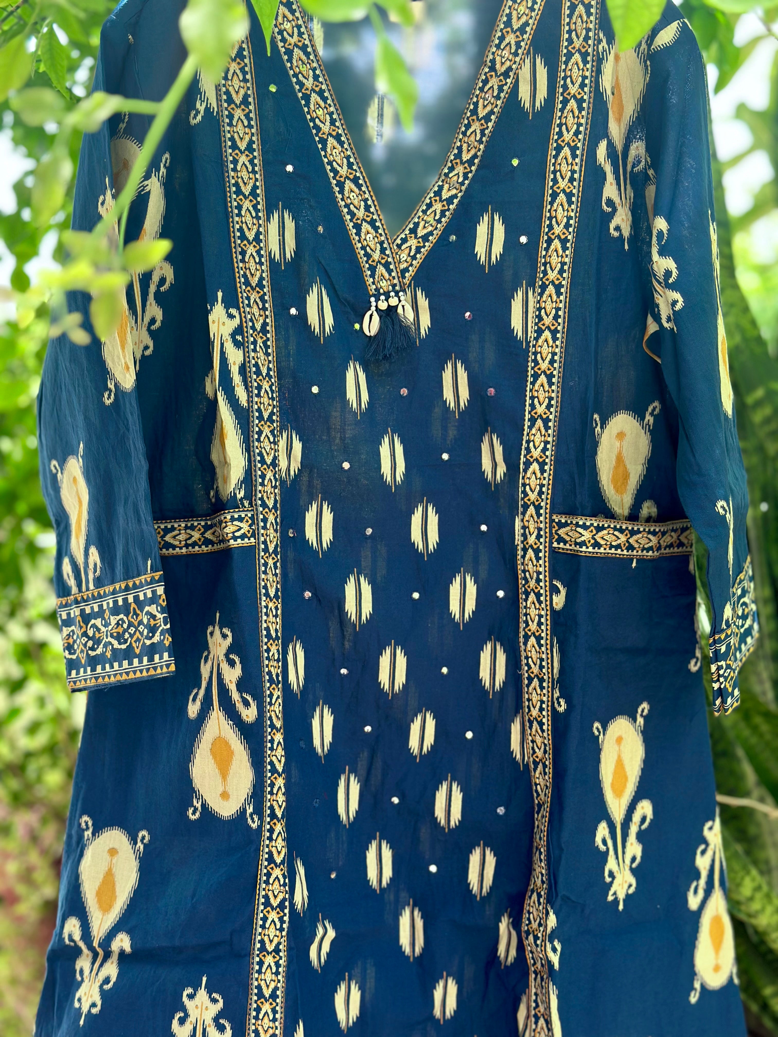 Teal Blue Cotton Kurta Set for Women