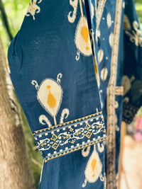Teal Blue Cotton Kurta Set for Women