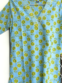 Sky blue V neck Pure cotton Kurta