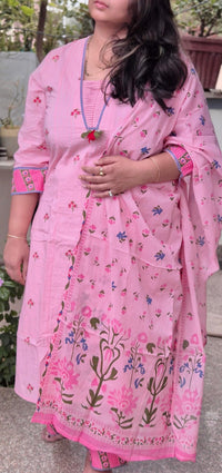 Pure cotton Handblock print A line suit set