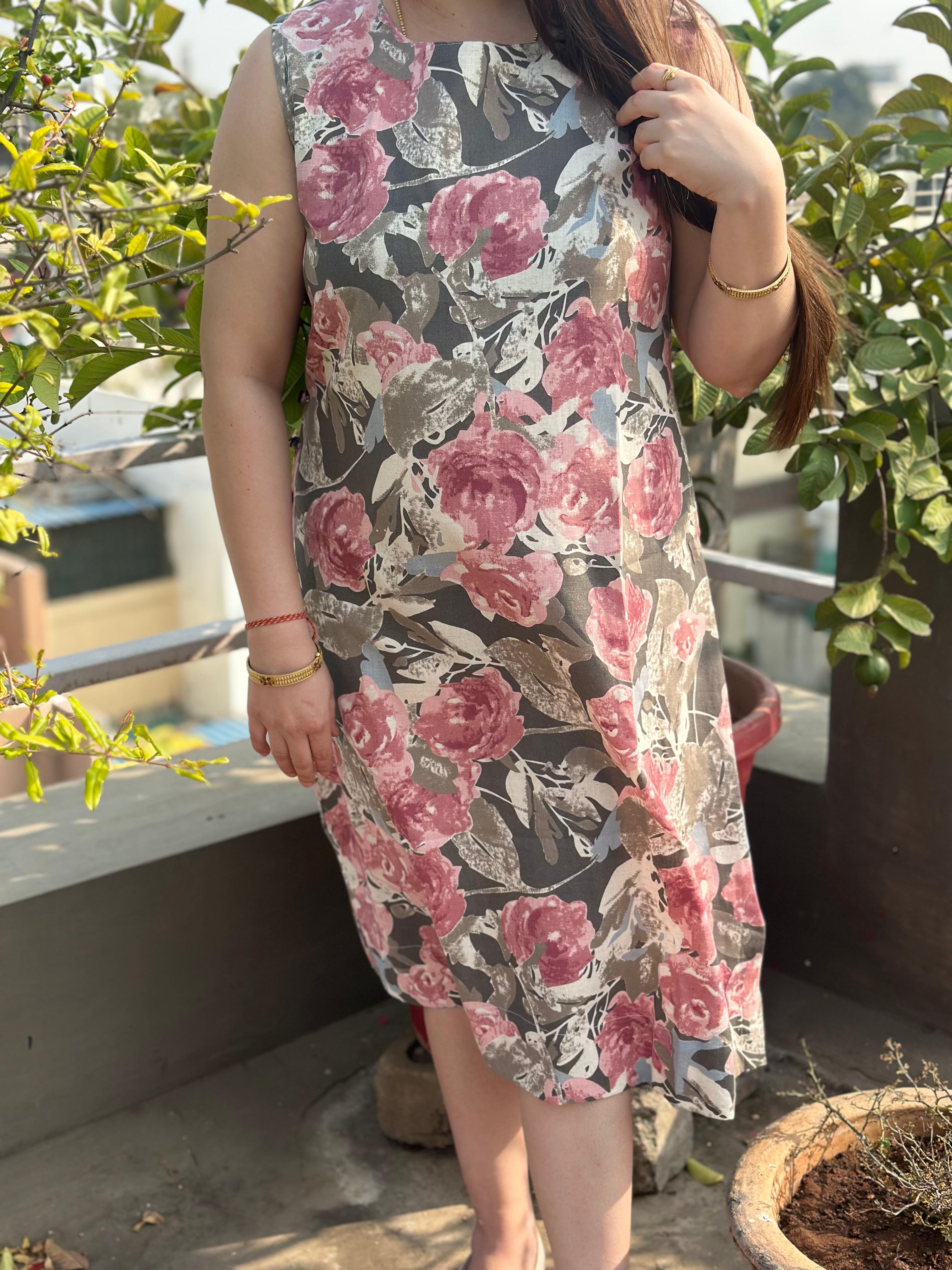 Effortless Elegance Floral Flex Cotton Dress