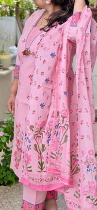 Pure cotton Handblock print A line suit set